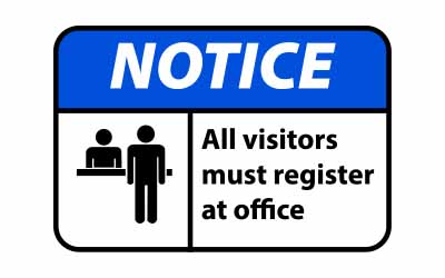 Visitors must register sign